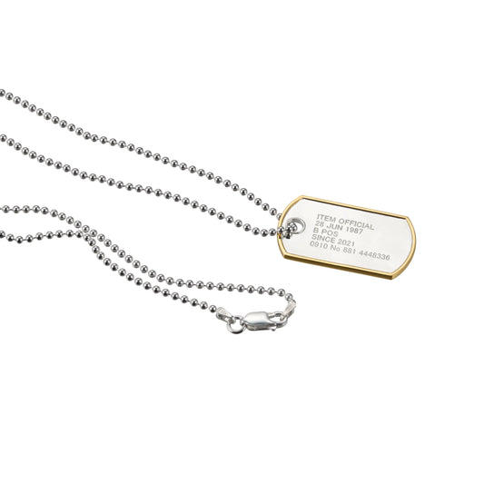 ITEM ID tag silver and gold necklace