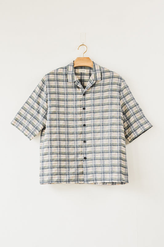 half sleeve shirt(blue check)