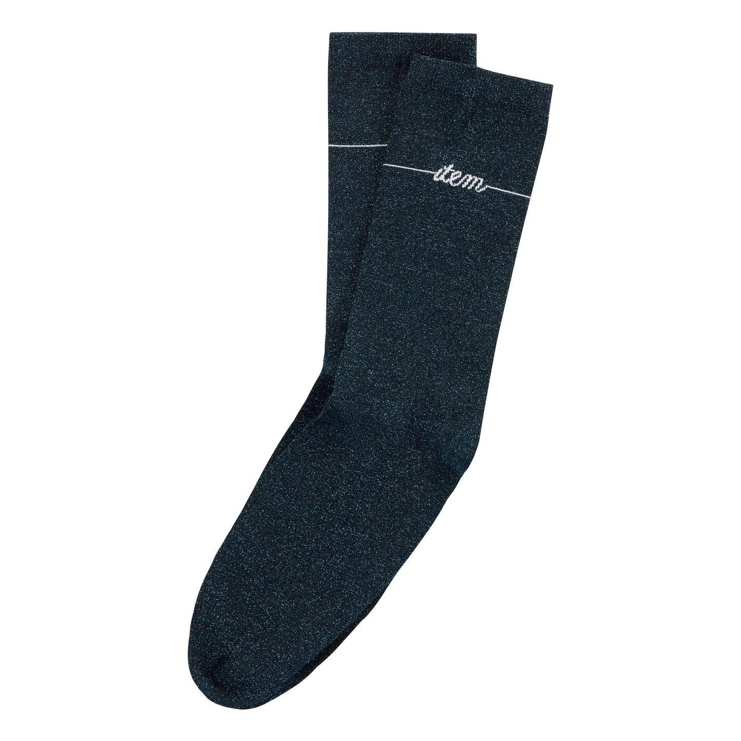 item logo lame socks（blue glitter)