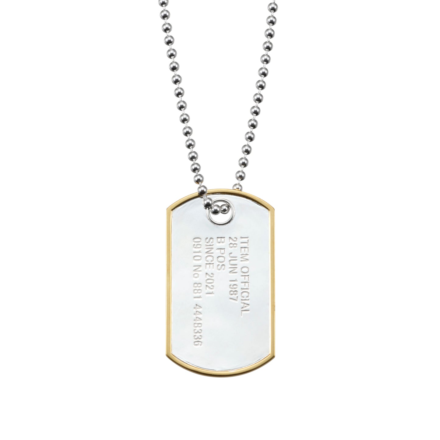ITEM ID tag silver and gold necklace