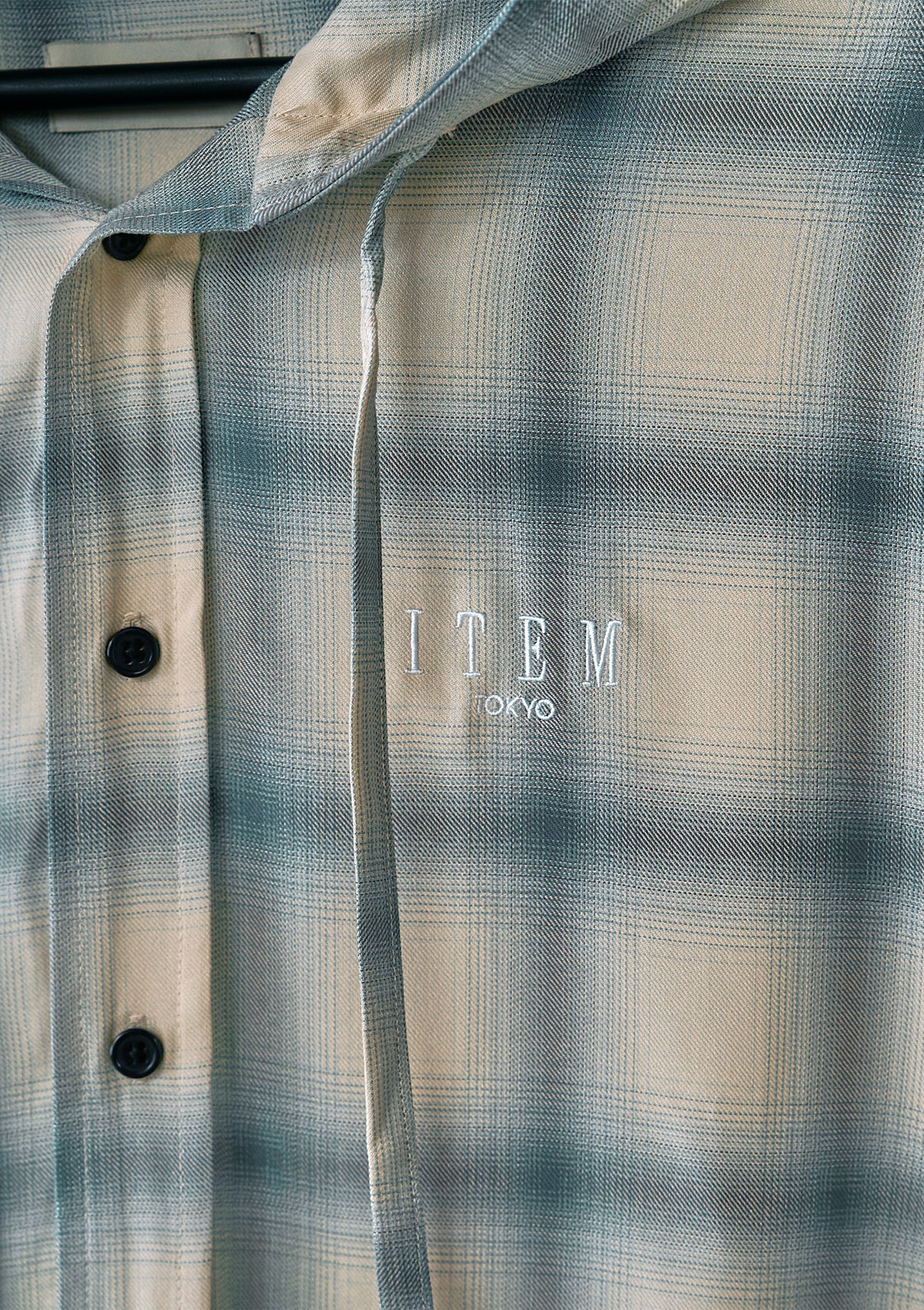 hooded check over shirt（blue）
