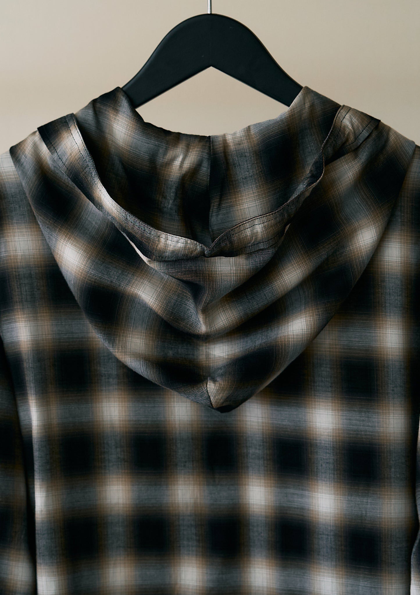hooded check over shirt（black）