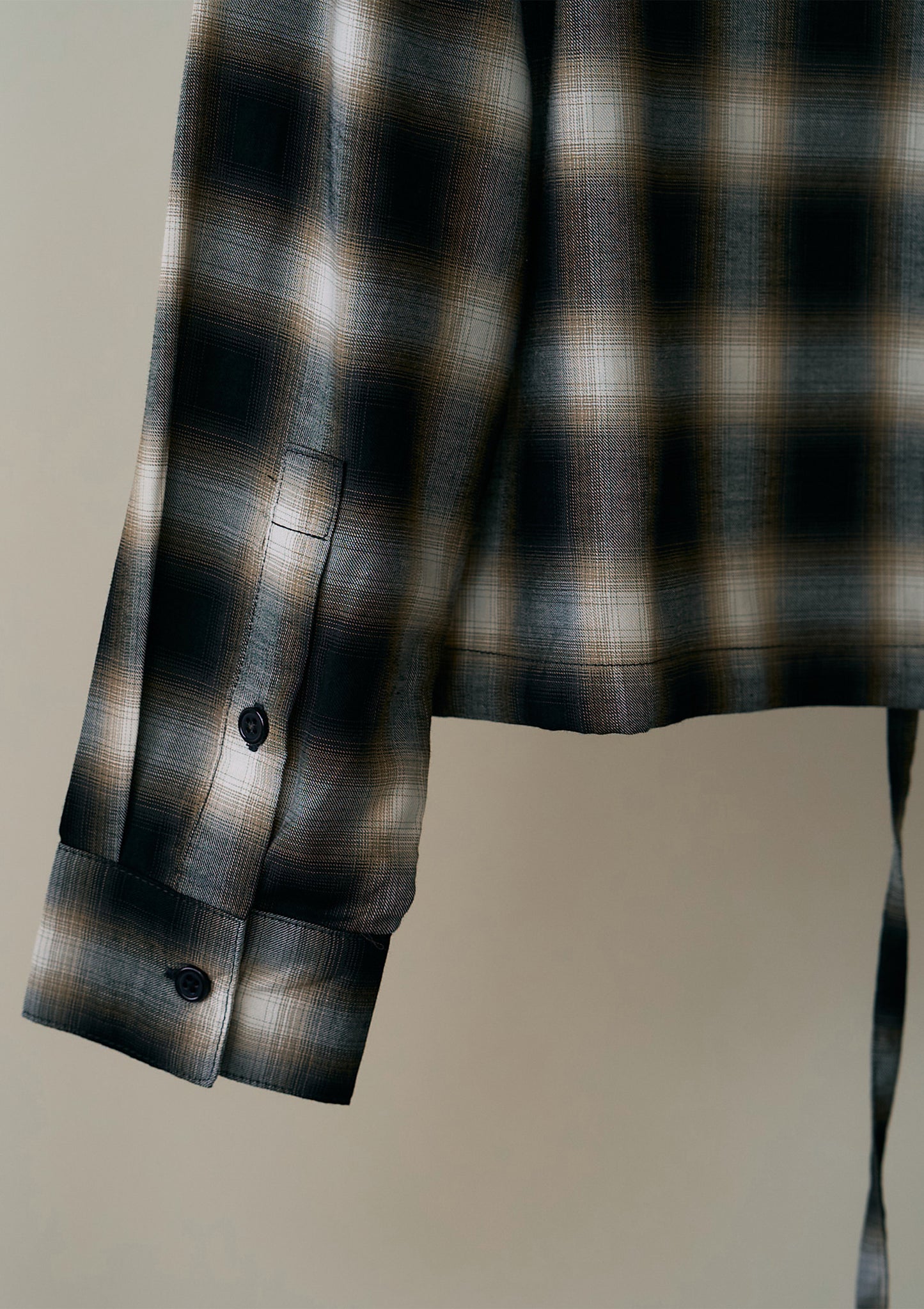 hooded check over shirt（black）