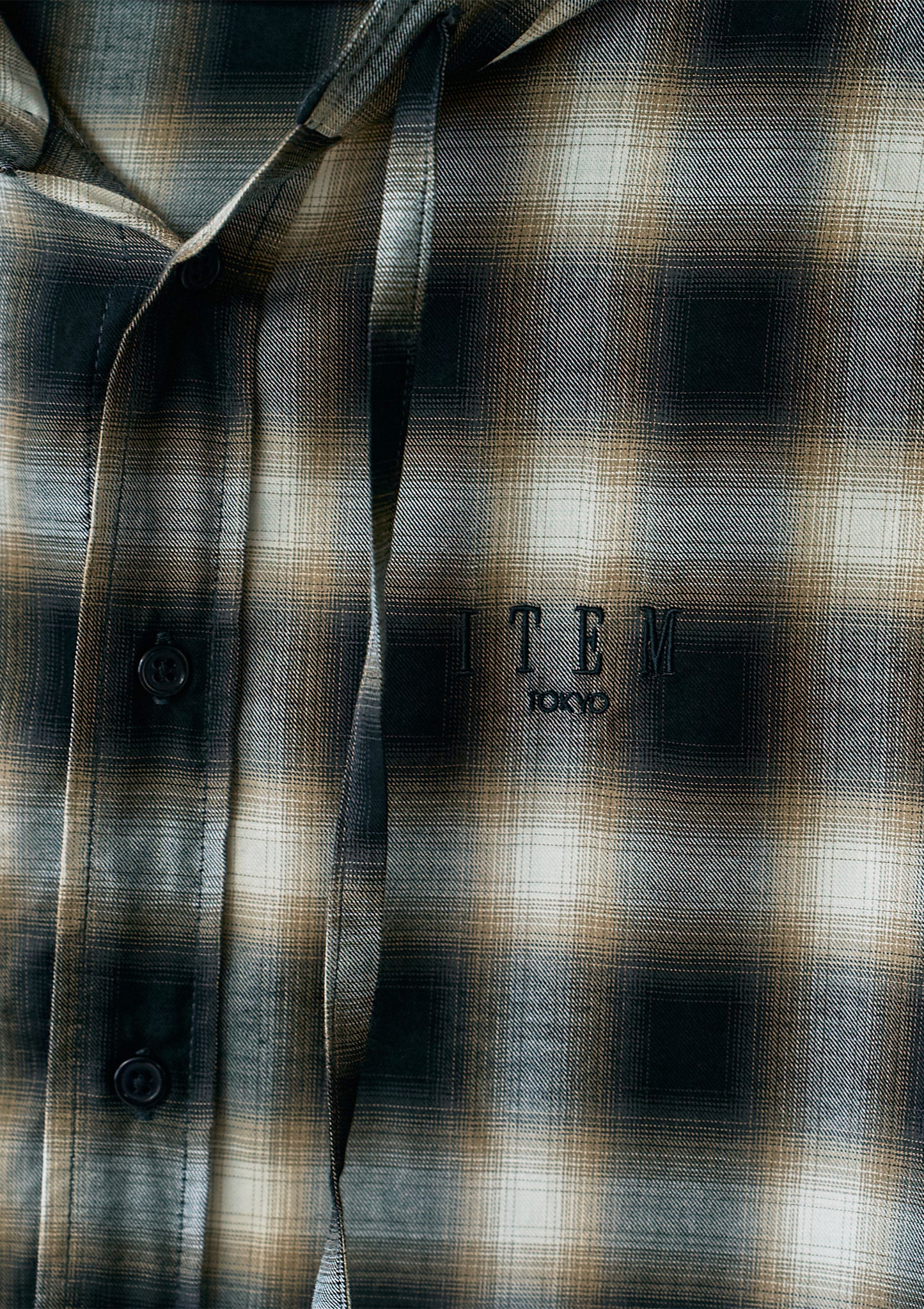 hooded check over shirt（black）