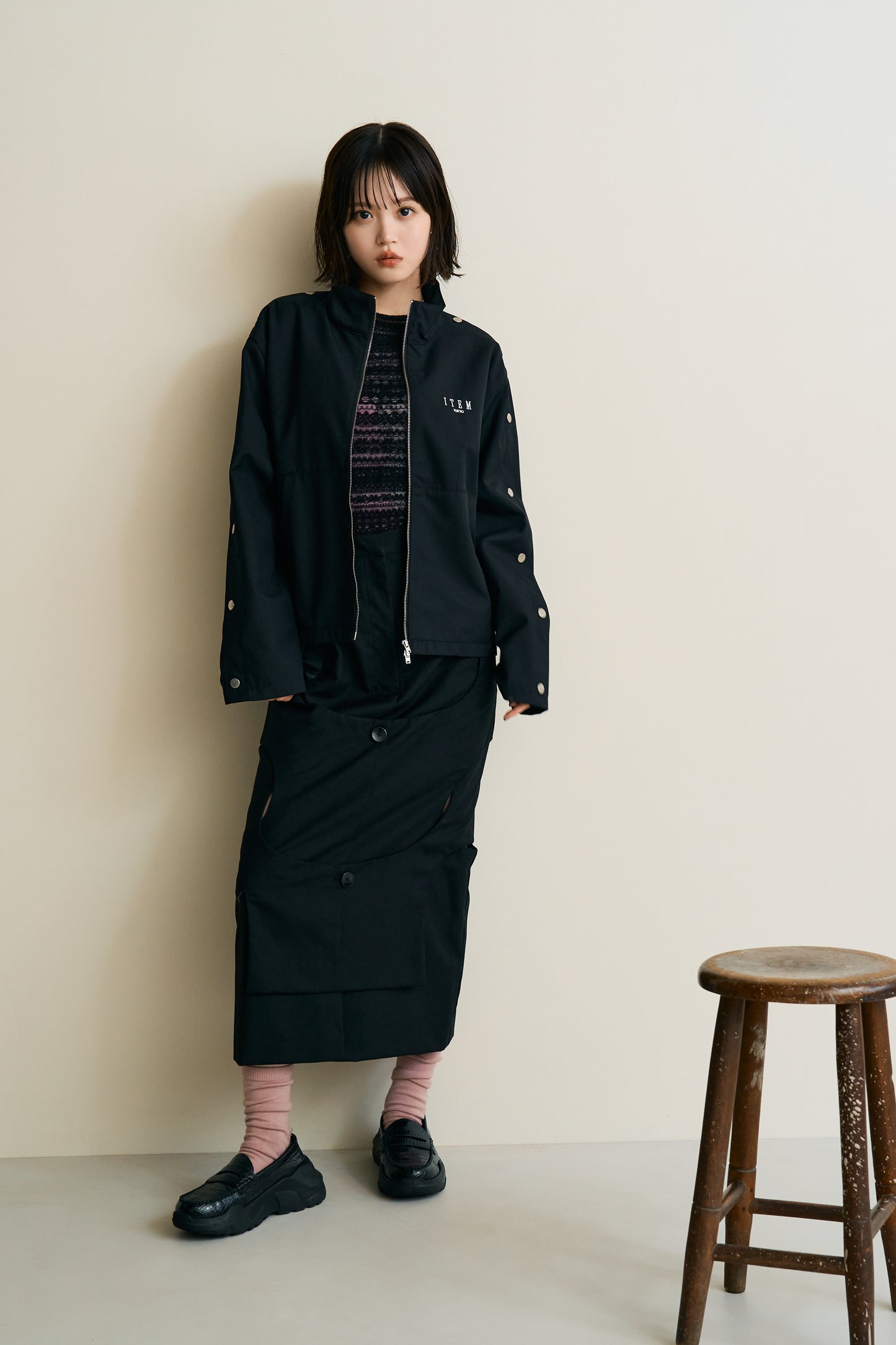 sleeve snap jacket（black）