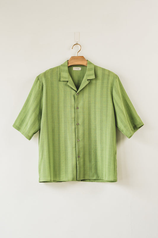 half sleeve shirt（green stripe）