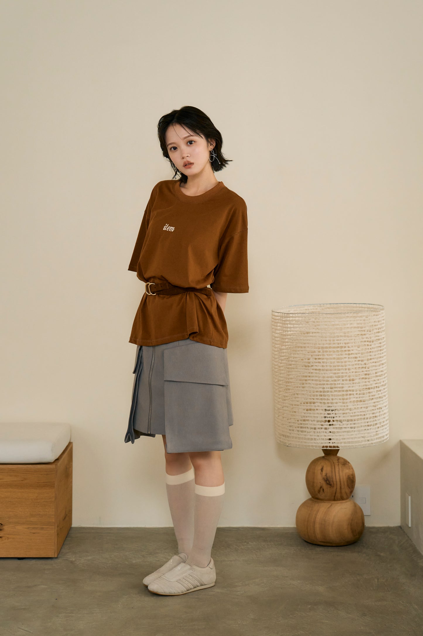 item print tee（brown）
