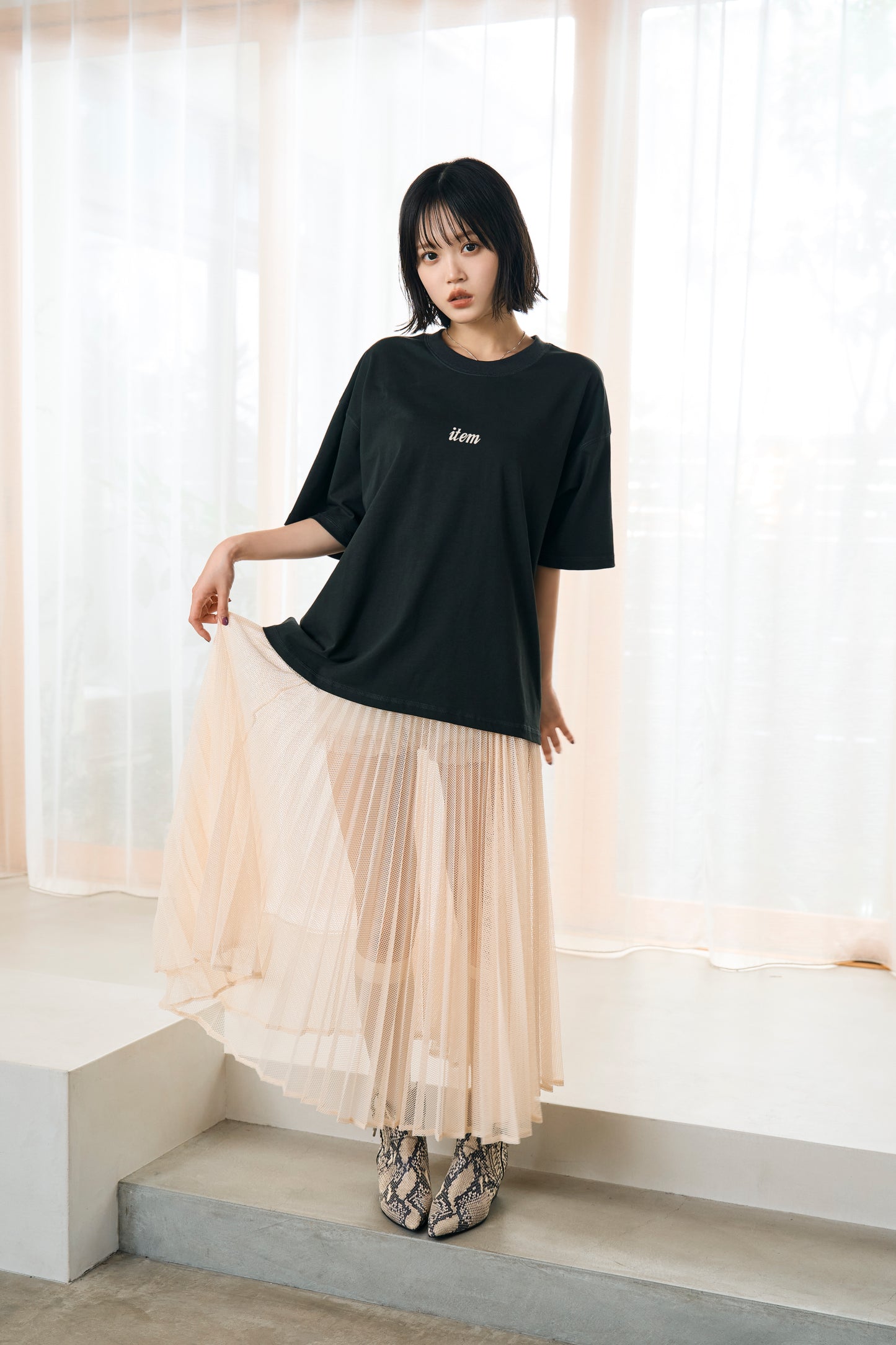 item print tee（black）