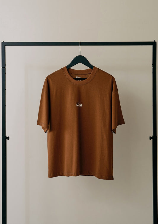 item print tee（brown）