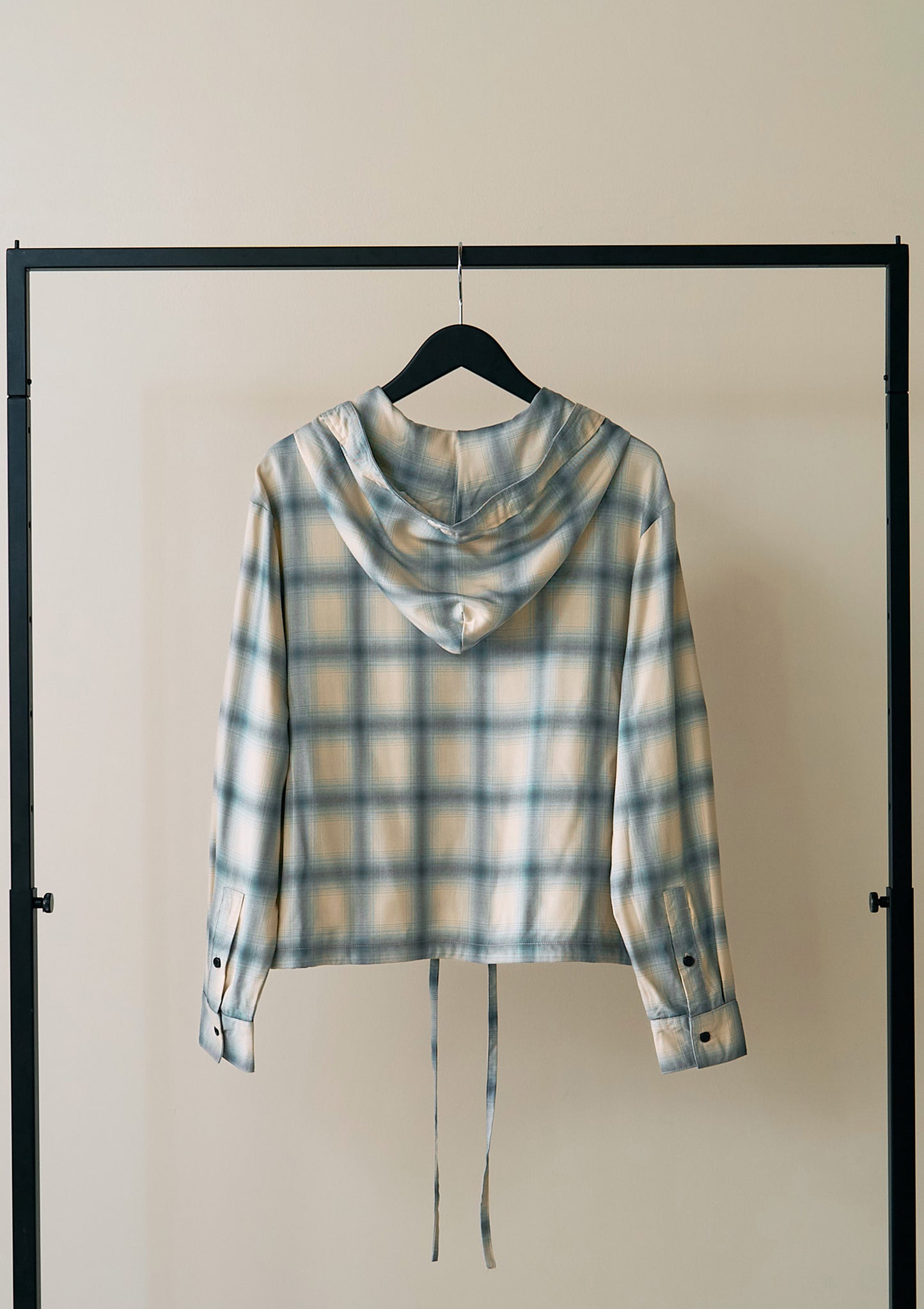 hooded check over shirt（blue）