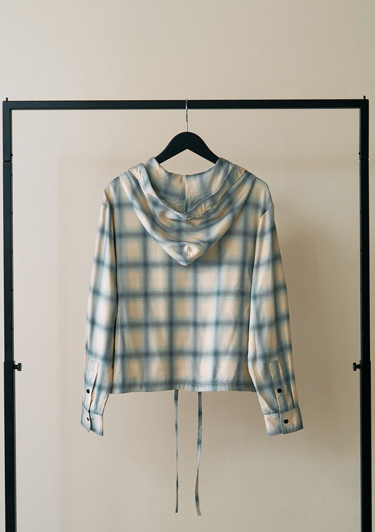 hooded check over shirt（blue）