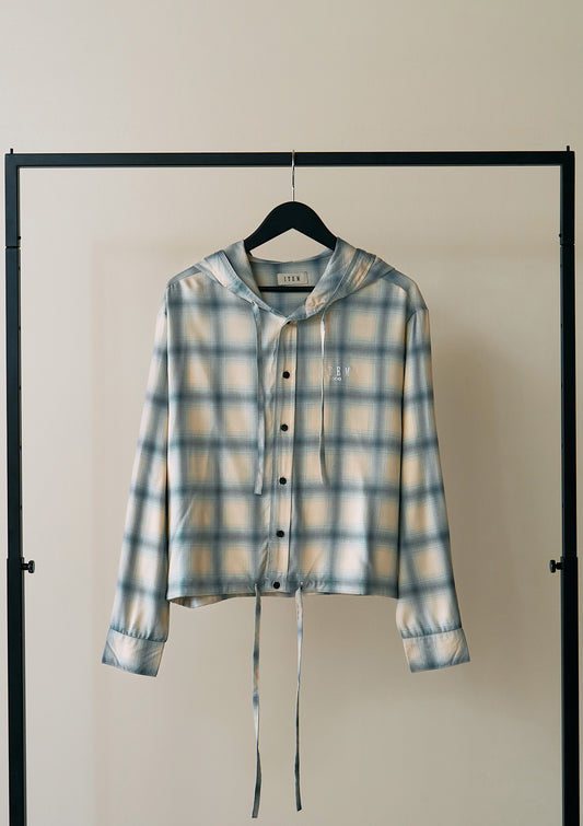 hooded check over shirt（blue）