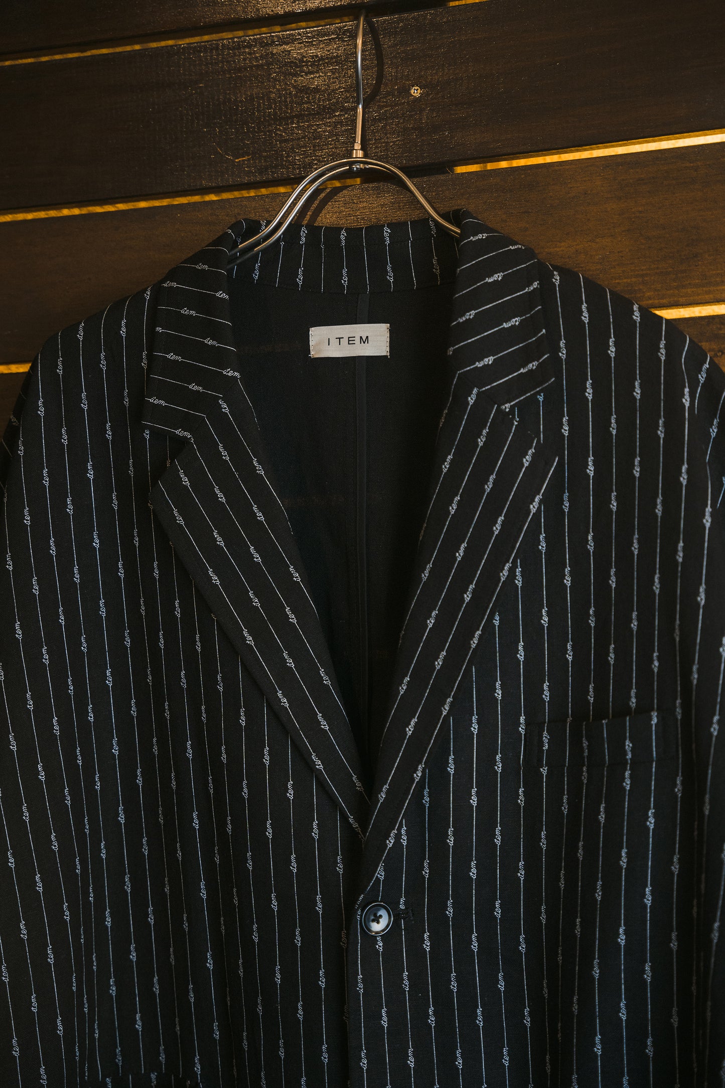 item hand writing stripe jacket (black)