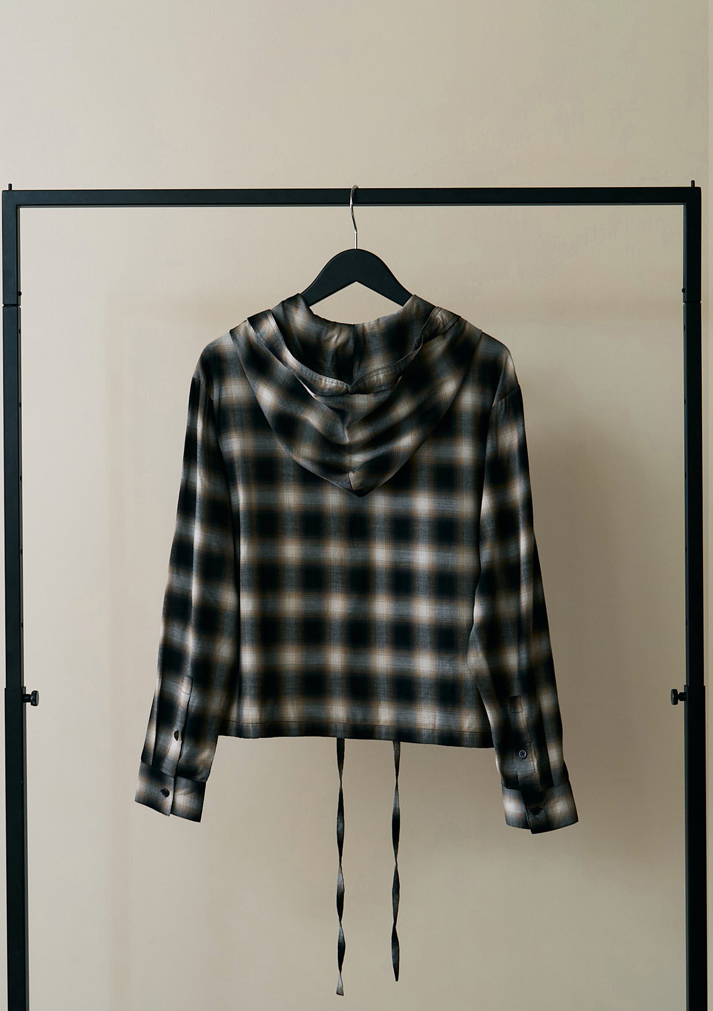 hooded check over shirt（black）